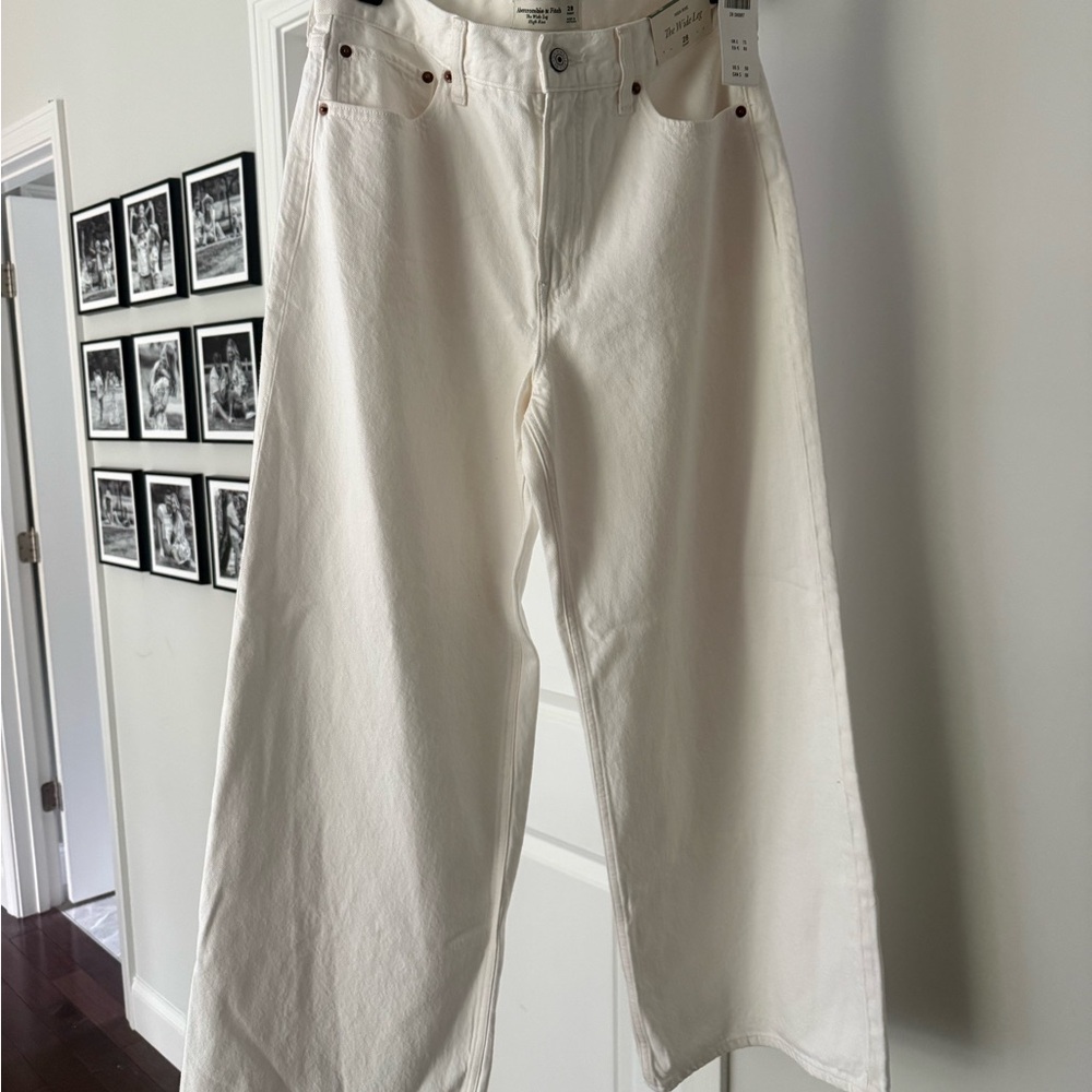 Abercrombie & Fitch White Wide Leg Jeans